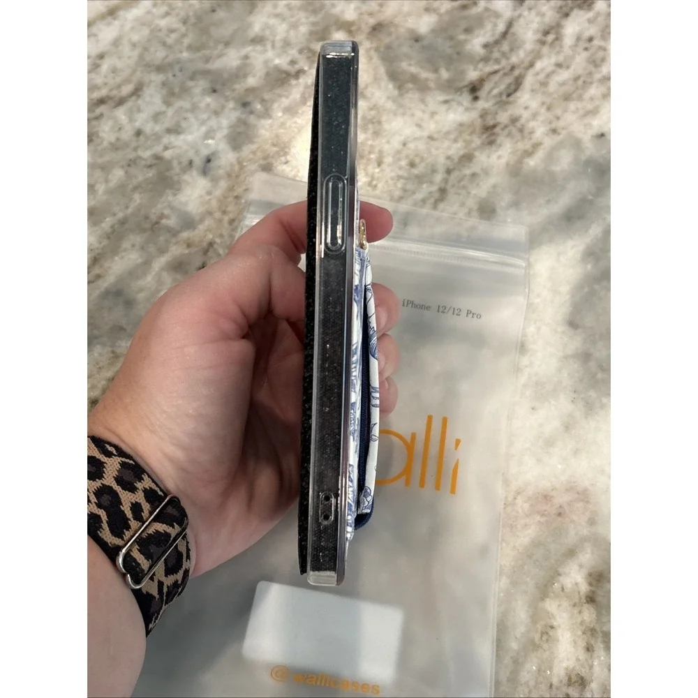 Walli Blue Willow Purse Case for iPhone 12/12 Pro Blue Matte Floral Wallet Case